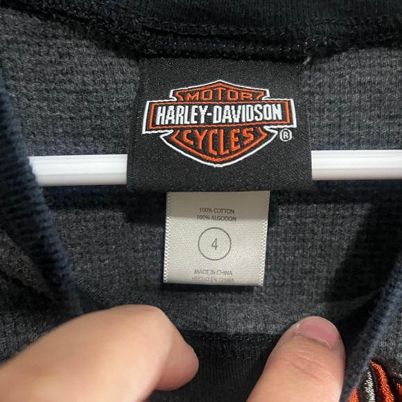 Vintage Harley Davidson Waffle Toddler Long Sleeve Shirt - Picture 3 of 6